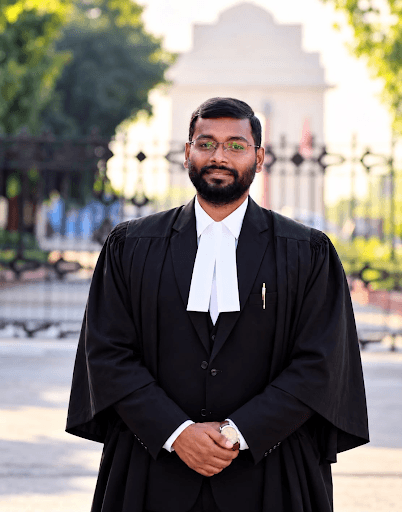 Portrait of Advocate Shubham Singh in advocate's robes